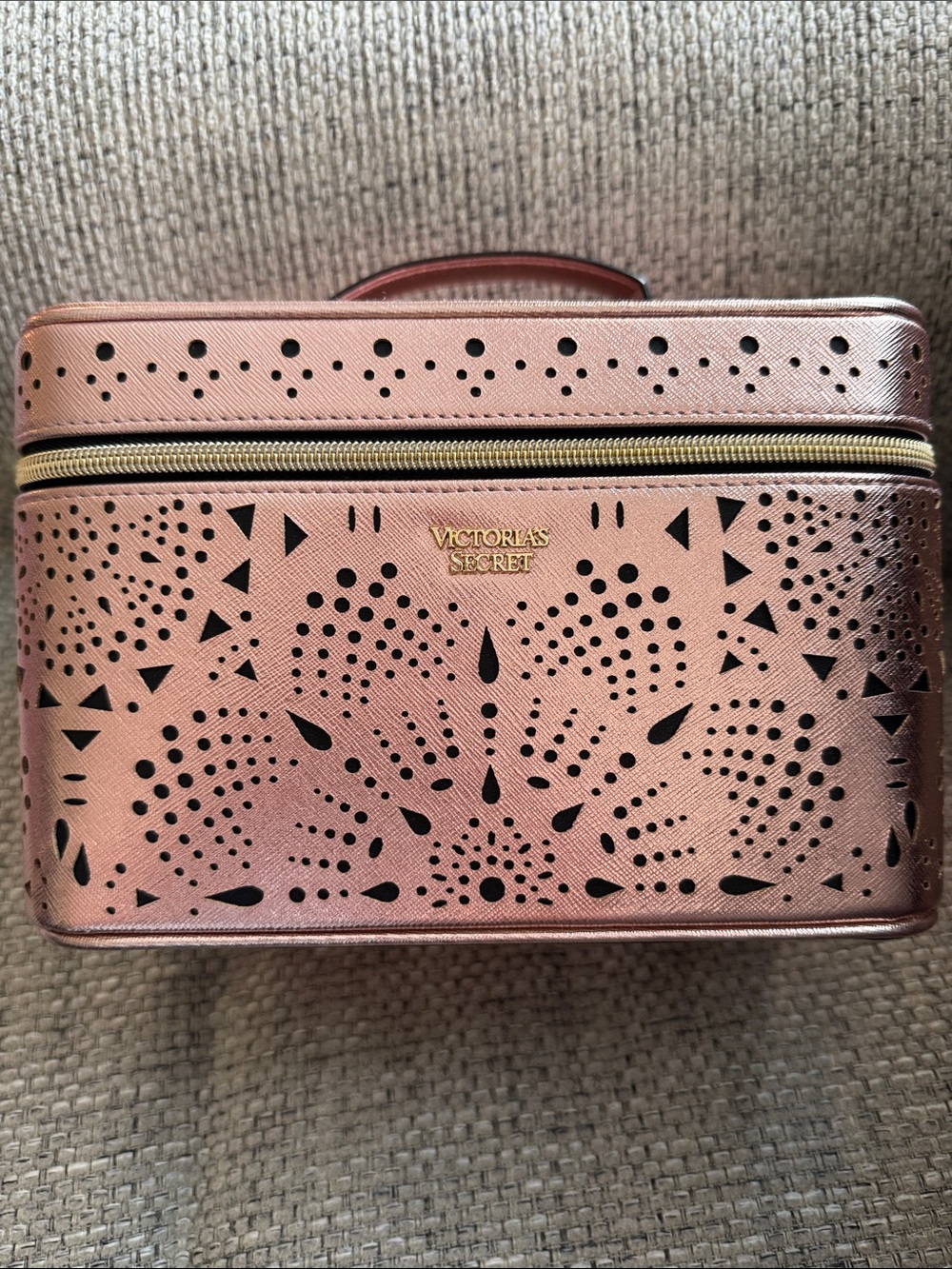Victoria's Secret Rose Gold Perforated Cosmetic Case
